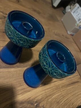 Set of 2 Candle stick holder - “Rimini Blu" collection by designer Aldo Londi